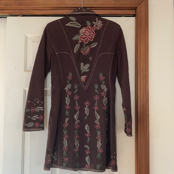 Embroidered Denim Coat - Picture 4 of 14